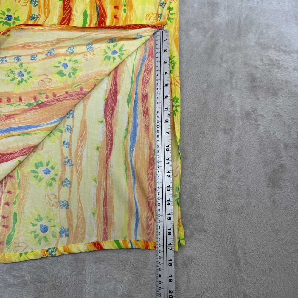 Vtg Big Hed Designs Dress Womens XL Yellow Floral Maxi Sundress Beach Funky Lady - Picture 11 of 12